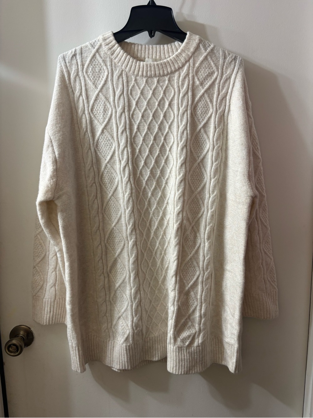 H&M Cream Cable-Knit Crew Sweater